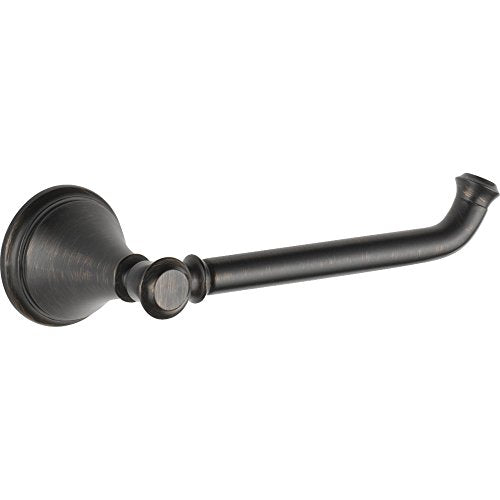 Black bronze tissue holder with curved arm, circular backing plate, and decorative ring detail.
