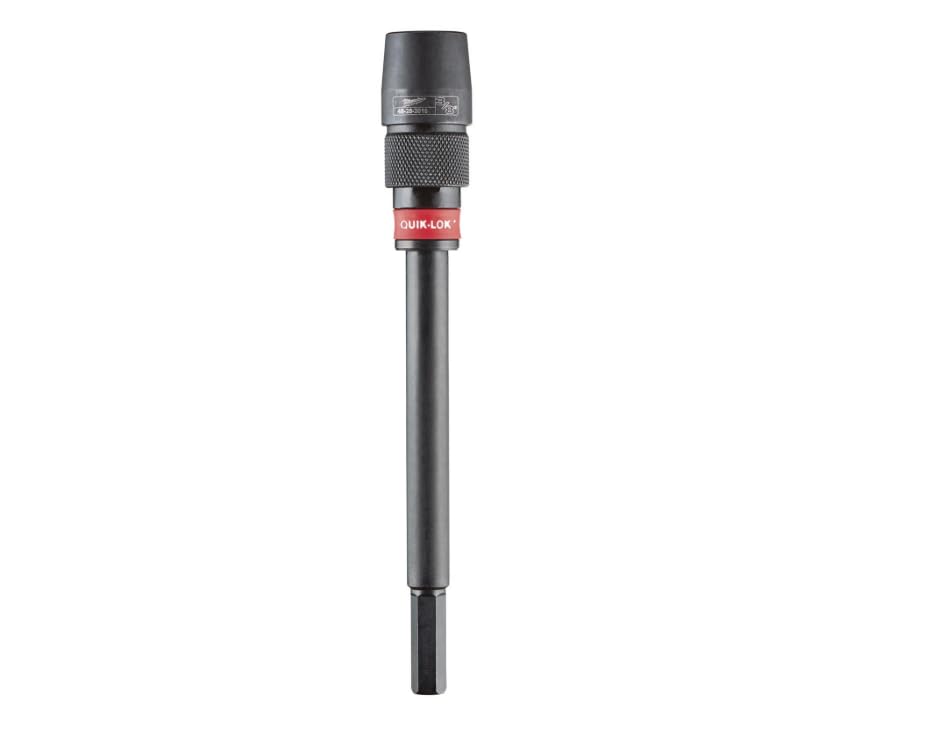 Milwaukee 6-inch hex extension with QUIK-LOK connection system and textured grip band.