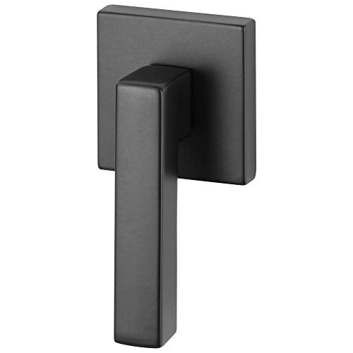 Matte black side mount flush lever with rectangular handle and square mounting plate.