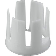 White plastic spout retainer with four vertical tabs and center opening slot.