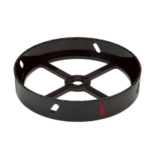 Black metal recessed light hole saw with cross-brace interior support and ventilation slots around the rim.