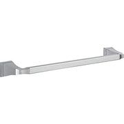 Chrome and brushed nickel towel bar with square mounting brackets on each end.