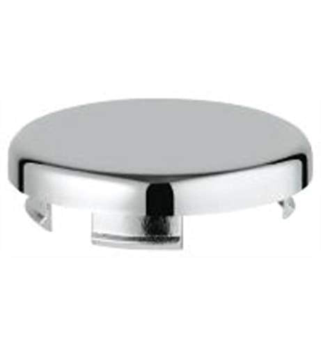 Grohe matte chrome circular cover plate with polished chrome trim and mounting tabs.