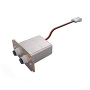 Elkay sensor assembly with gray metal housing, dual white connectors, and red and black wired connector cable.