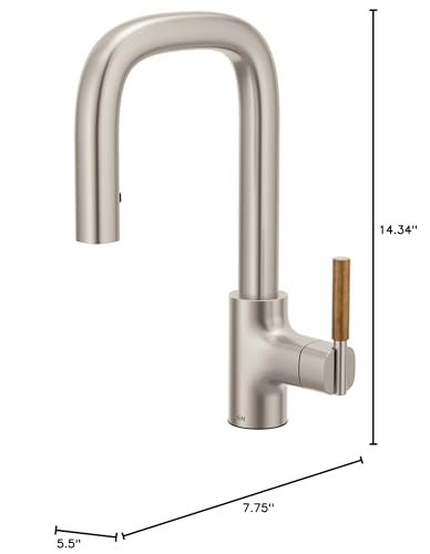 Moen Tenon One Handle Modern Bar Pulldown Faucet in Spot Resist Stainless - S64001SRS
