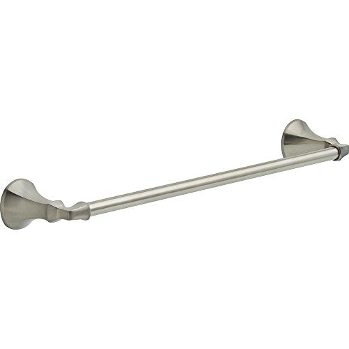 Brushed nickel towel bar with conical wall mounts on each end, approximately 18 inches long.