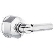 Polished chrome lever handle with round escutcheon plate for pressure balance valve trim kit.