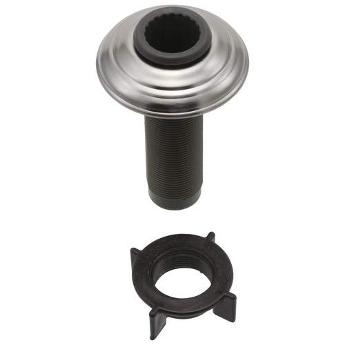 Stainless steel spray support assembly with threaded stem and black mounting nut.