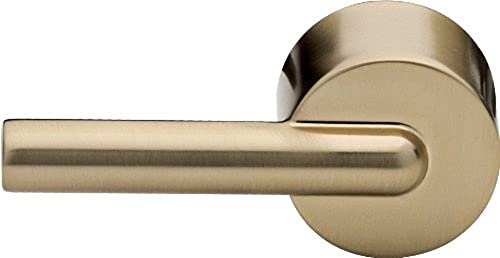 Brushed nickel tank lever with cylindrical handle and circular mounting base.