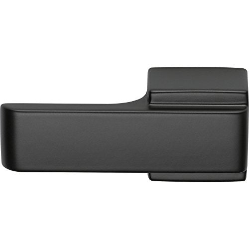 Black metal tank lever with rectangular handle and angled connector piece for toilet tank.
