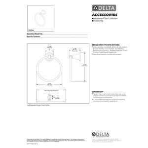 Closeout Open Box Delta Windemere Towel Ring in Chrome Finish - 70046