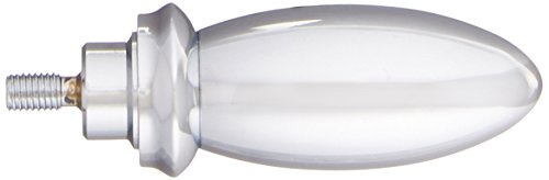 Chrome metal lever handle with Victorian-style elongated oval design and threaded connector.