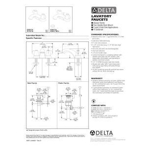 Delta Classic 2500LF chrome two-handle centerset bathroom faucet installation and technical instruction manual with diagrams.