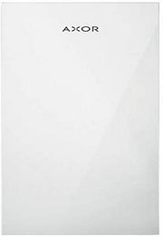 Chrome-finish rectangular metal plate with AXOR logo centered at top.