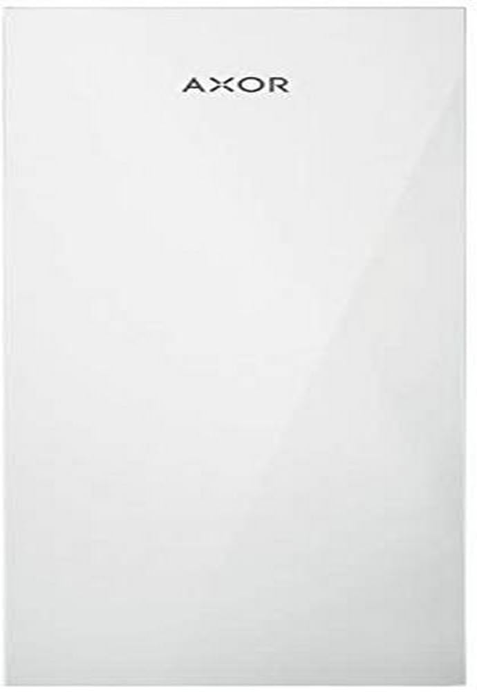 Chrome-finish rectangular metal plate with AXOR logo centered at top.