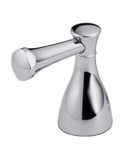 Chrome two-handle bathroom faucet with lever handles and conical basin design.