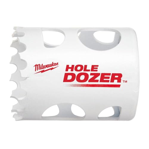 White bi-metal hole saw with serrated cutting edges and mounting holes.