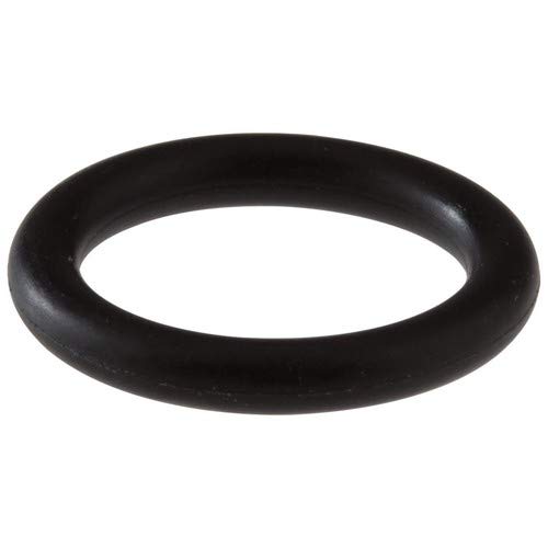 Black rubber o-ring with smooth surface and oval shape.