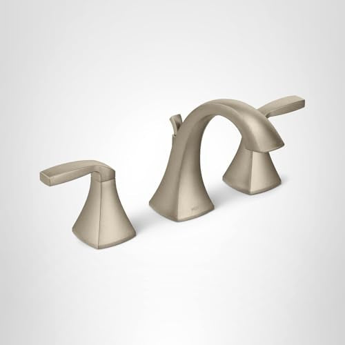Moen Voss Contemporary Two Handle Widespread Bathroom Sink Faucet Trim Kit for Adjustable 3 Hole Installations in Brushed Nickel - T6905BN