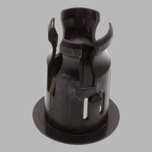 Black plastic friction ring with curved prongs and central cavity for faucet cartridge installation.