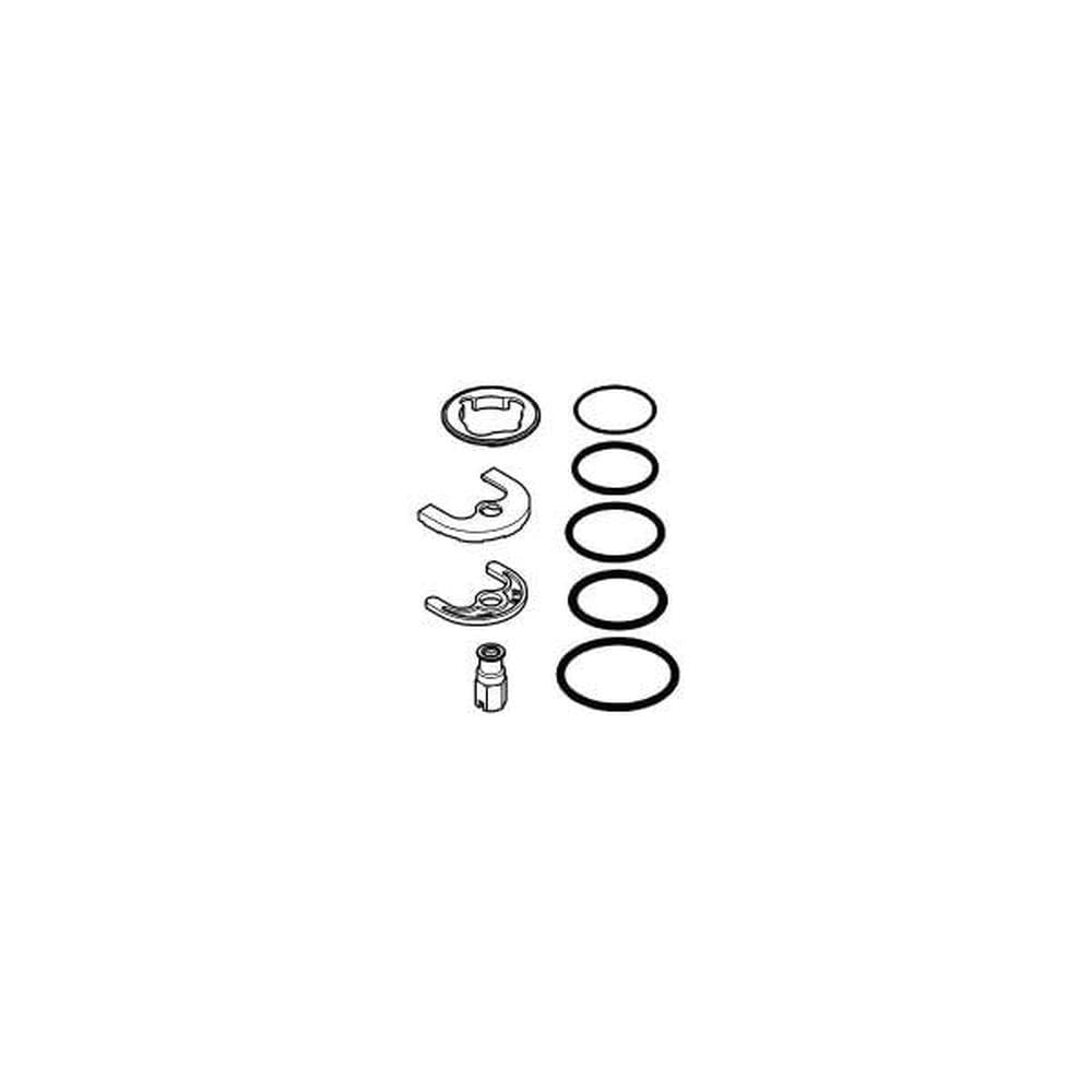 Chrome shank mounting kit containing washers, clips, and o-rings for Grohe faucet repair.