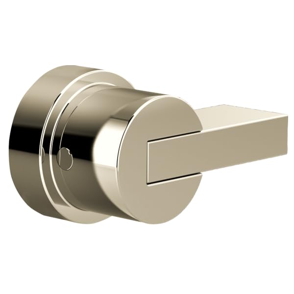Brizo Litze pressure balance valve trim with polished nickel cylindrical rosette and lever handle.