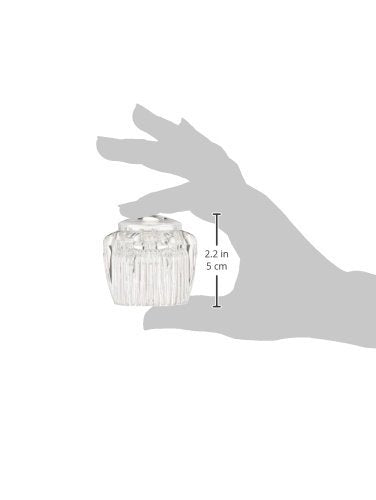 Clear knob handle with vertical ridged pattern held in hand, 2.2 inches tall.