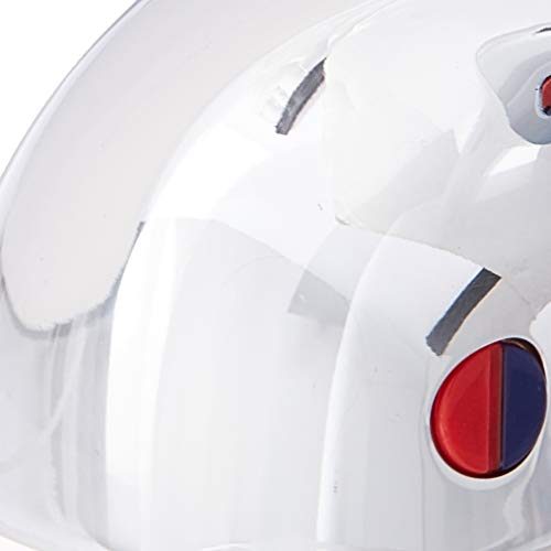 Chrome metal lever handle kit with white plastic mounting components and red-blue indicator dial.