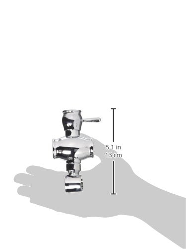Chrome slide bar mechanism with mounting brackets and adjustment hardware, displayed with scale reference on hand.