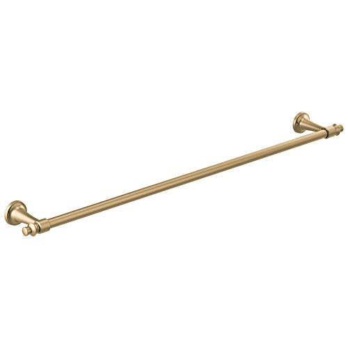 Champagne bronze towel bar with circular wall mounts on each end, approximately 30 inches long.