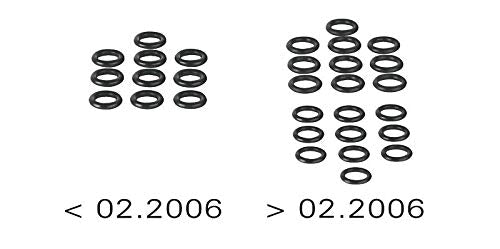 Black rubber o-rings displayed in two groups labeled "02.2006" showing size comparison.