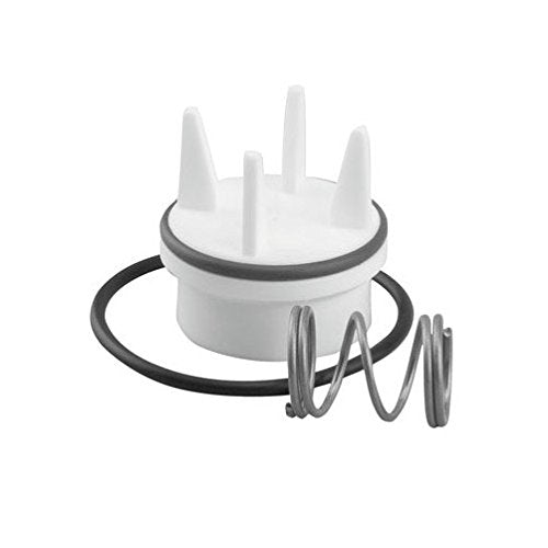White plastic pressure vacuum breaker vent float kit with four vertical posts, rubber gasket ring, and coiled metal spring co