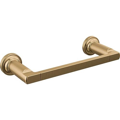 Champagne bronze towel bar with cylindrical end caps and rectangular bar mounted horizontally.
