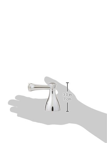 Chrome two-handle lever bathroom faucet set with curved spout, displayed in palm of hand with 3.0 inch height measurement.