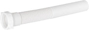 White flexible PVC extension tube with threaded connectors on both ends.