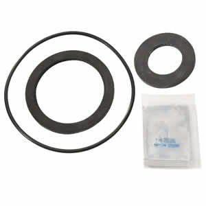 Rubber repair kit containing two rubber rings of different sizes and a small packet of components.