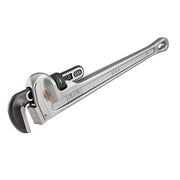 RIDGID 24 inch aluminum pipe wrench with adjustable jaw and black grip handle.