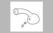 Line drawing of metal lever handle kit with curved lever, circular escutcheon plate, and mounting hardware components.