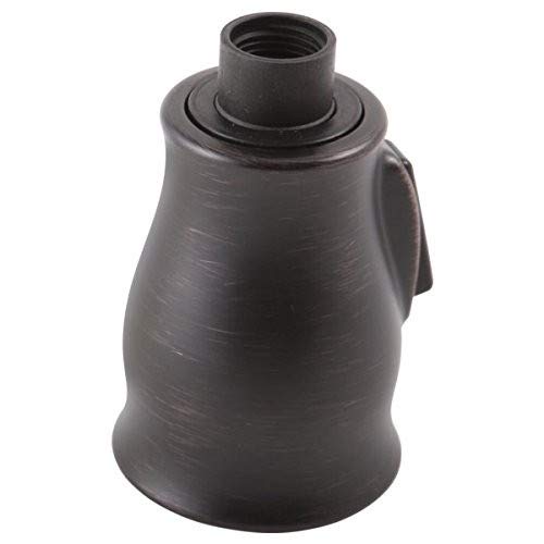 Venetian bronze pull-down kitchen faucet spray head with tapered body and side trigger lever.