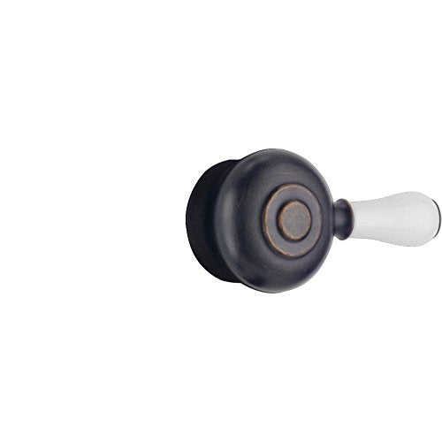 Venetian bronze tub and shower handle with white porcelain grip and circular trim ring.