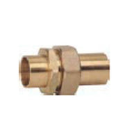 Brass inline flow check valve with sweat connections and hexagonal union nut.