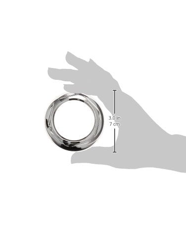 Chrome bonnet nut with 3.0 inch diameter, shown in hand for scale.