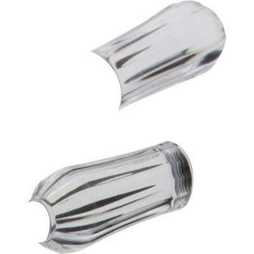 Two clear polished metal lever handles with ribbed design for faucet accent set.