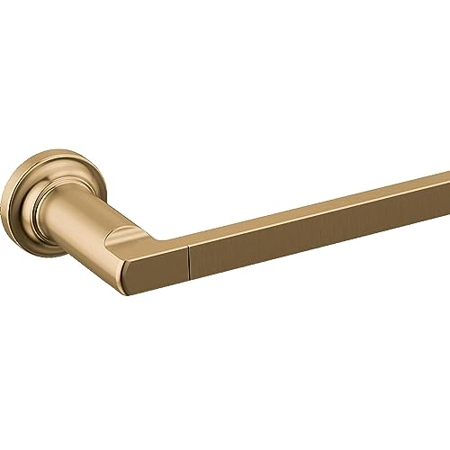 Champagne bronze towel bar with round mounting plate and straight horizontal rod.