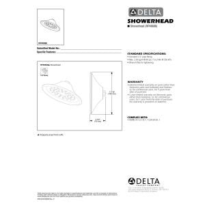 Delta Venetian Bronze raincan showerhead with single setting and mounting specifications diagram.