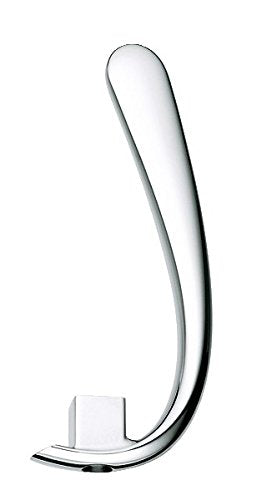 Curved stainless steel lever with square white base and dark accent trim.