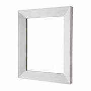 Pearl-finished rectangular wall mirror with beveled wooden frame.