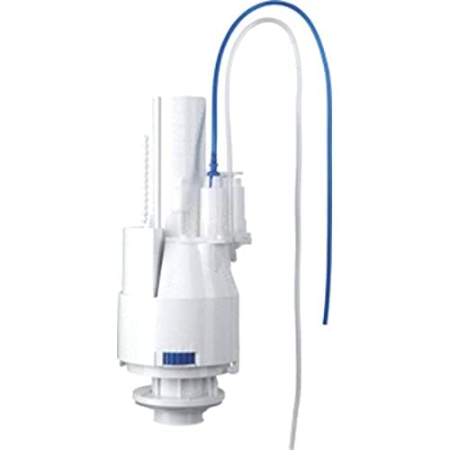 Grohe pneumatic outlet valve with white plastic body, blue tubing, and chrome finish components.