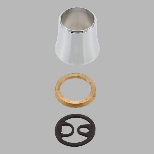 Chrome-finished metal sleeve, wood ring gasket, and black rubber gasket component for Delta faucet pullout assembly.