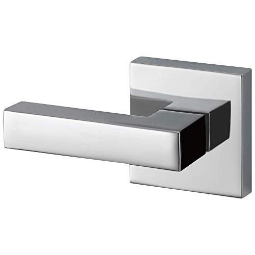 Chrome and black front mount flush lever with rectangular handle extending from square mounting plate.